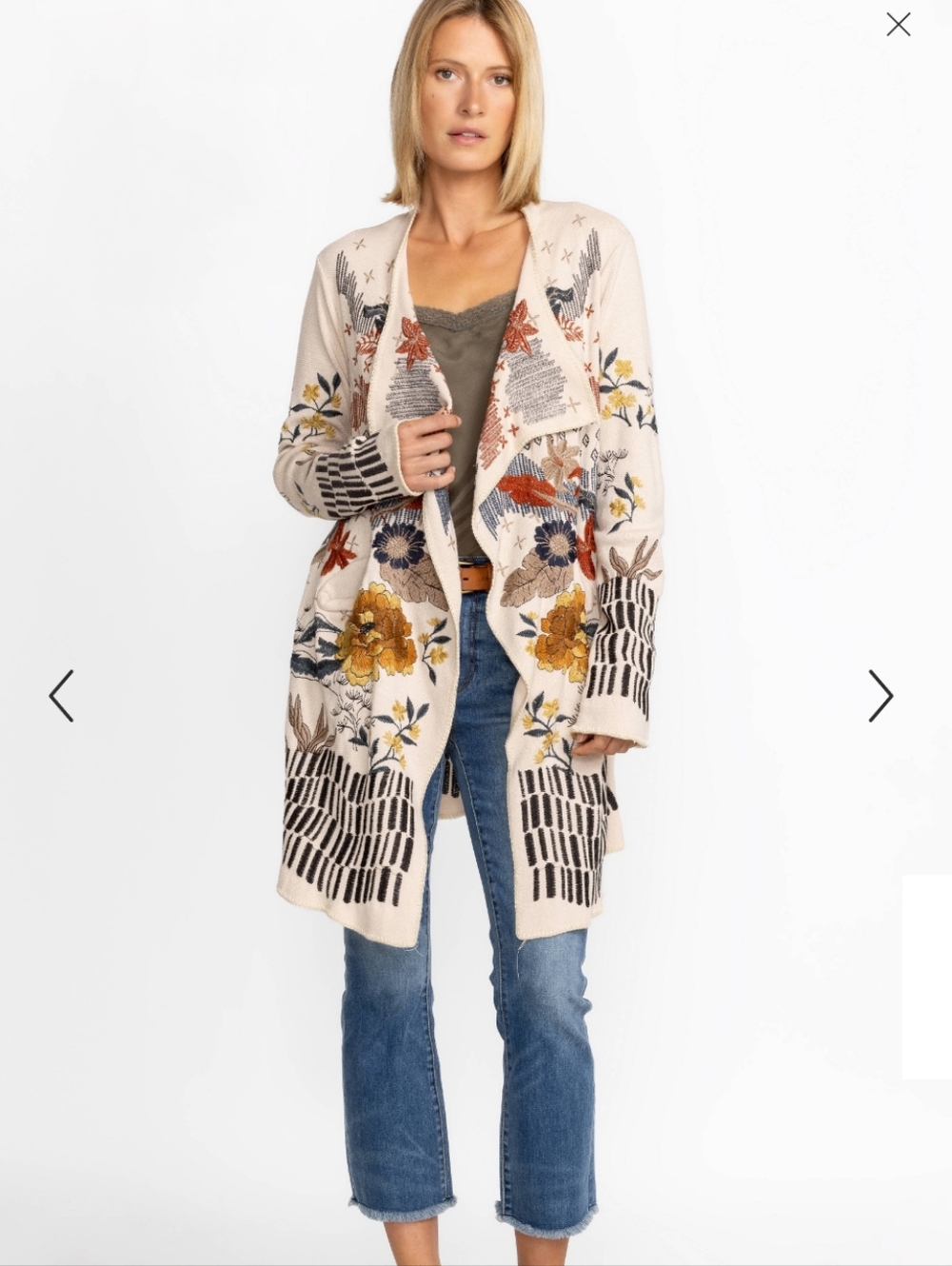 Johnny Was Sarina Wrap Open-Front Knit Cardigan Sweater